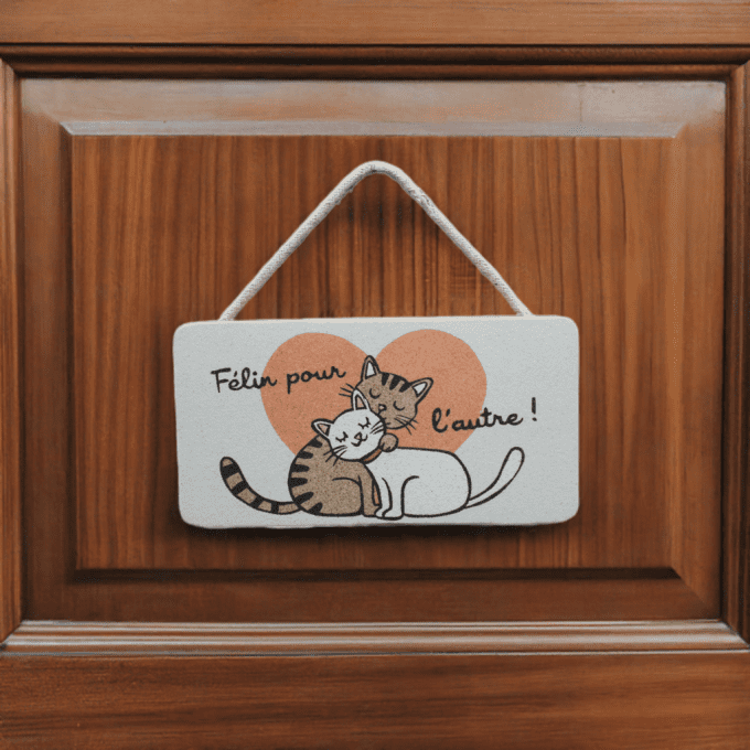 Plaque déco félin pour l'autre cadeau original couple