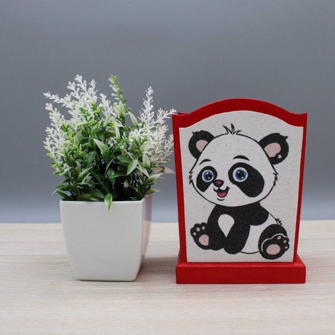 Pot à crayons Panda rouge avec dessin de panda