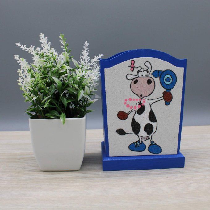 Pot à crayons Vache en bleu foncé