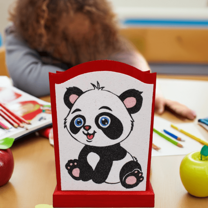 Pot panda mignon en bois – cadeau créatif pour écolier