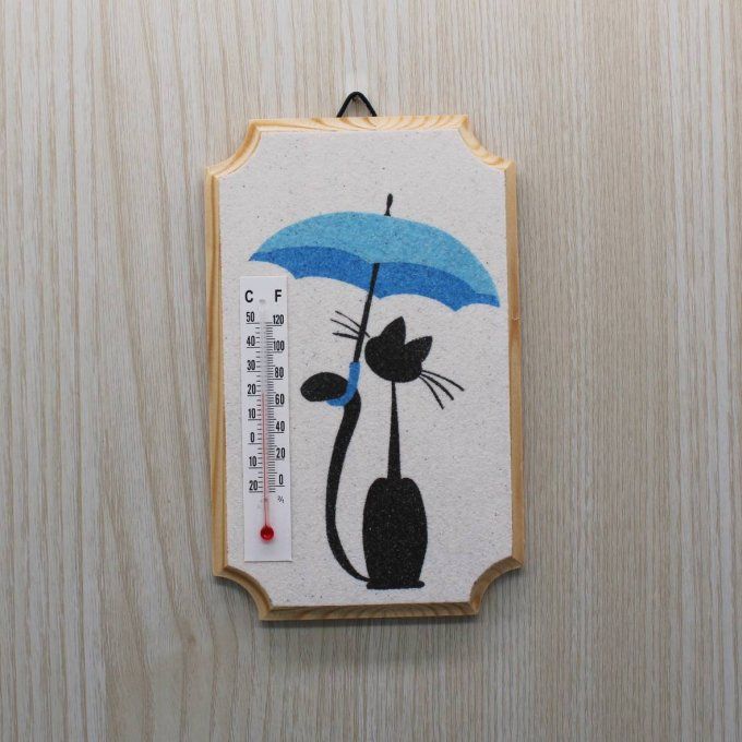  Thermomètre d'intérieur - Chat sous la pluie