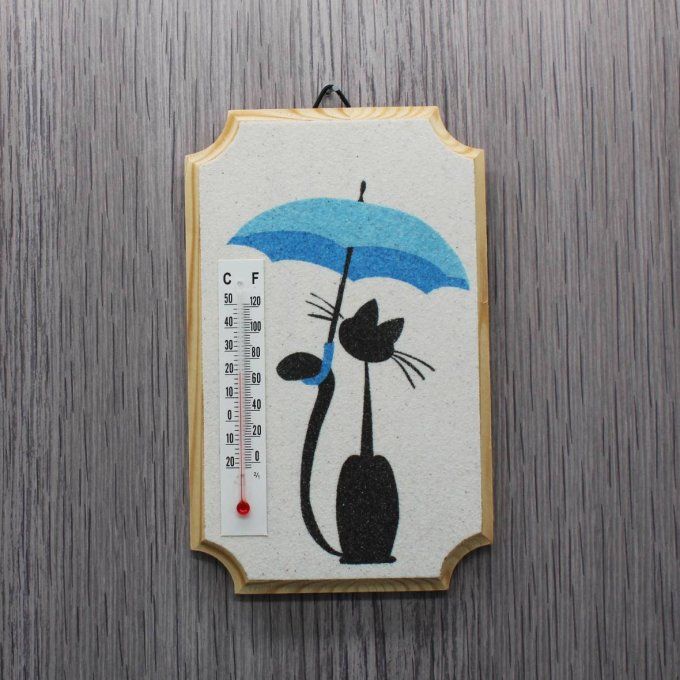  Thermomètre d'intérieur - Chat sous la pluie