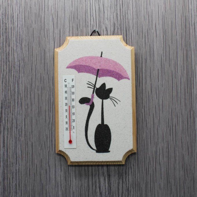  Thermomètre d'intérieur - Chat sous la pluie