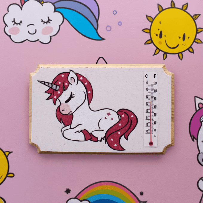 Thermomètre décoratif licorne chambre enfant rose féerique