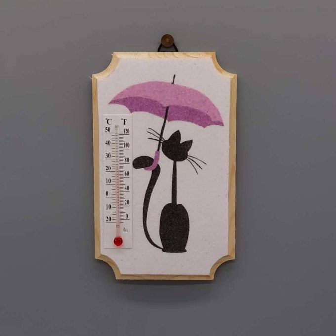  Thermomètre d'intérieur - Chat sous la pluie