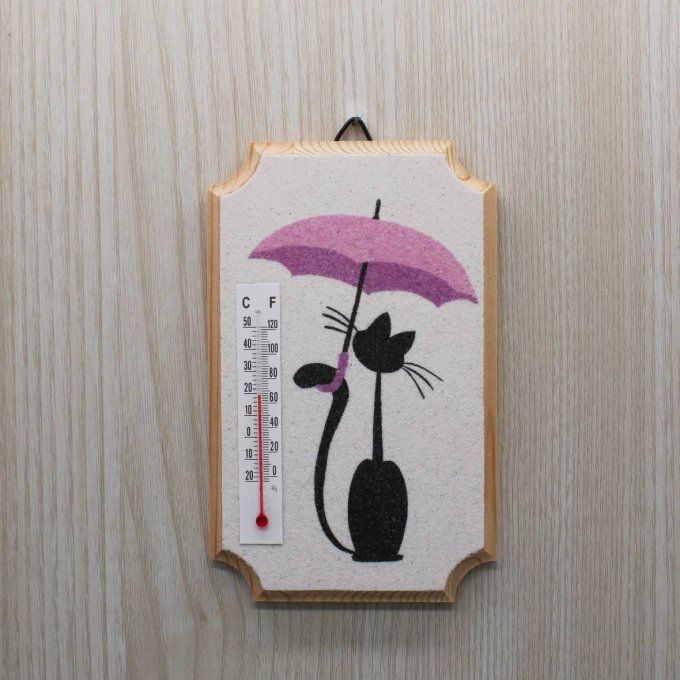  Thermomètre d'intérieur - Chat sous la pluie